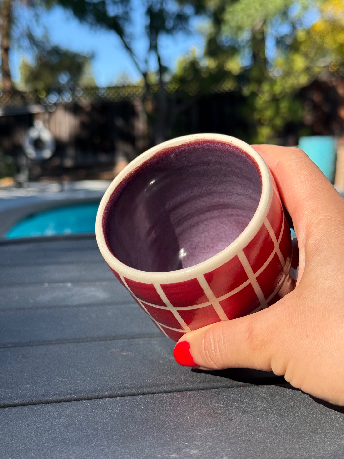 Cup - Mango, Red Checker