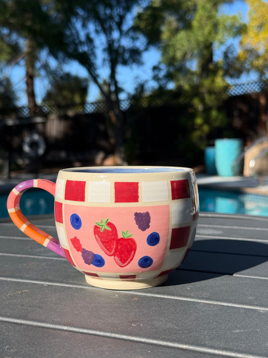 Checkered Fruit Bowl Mug, 1