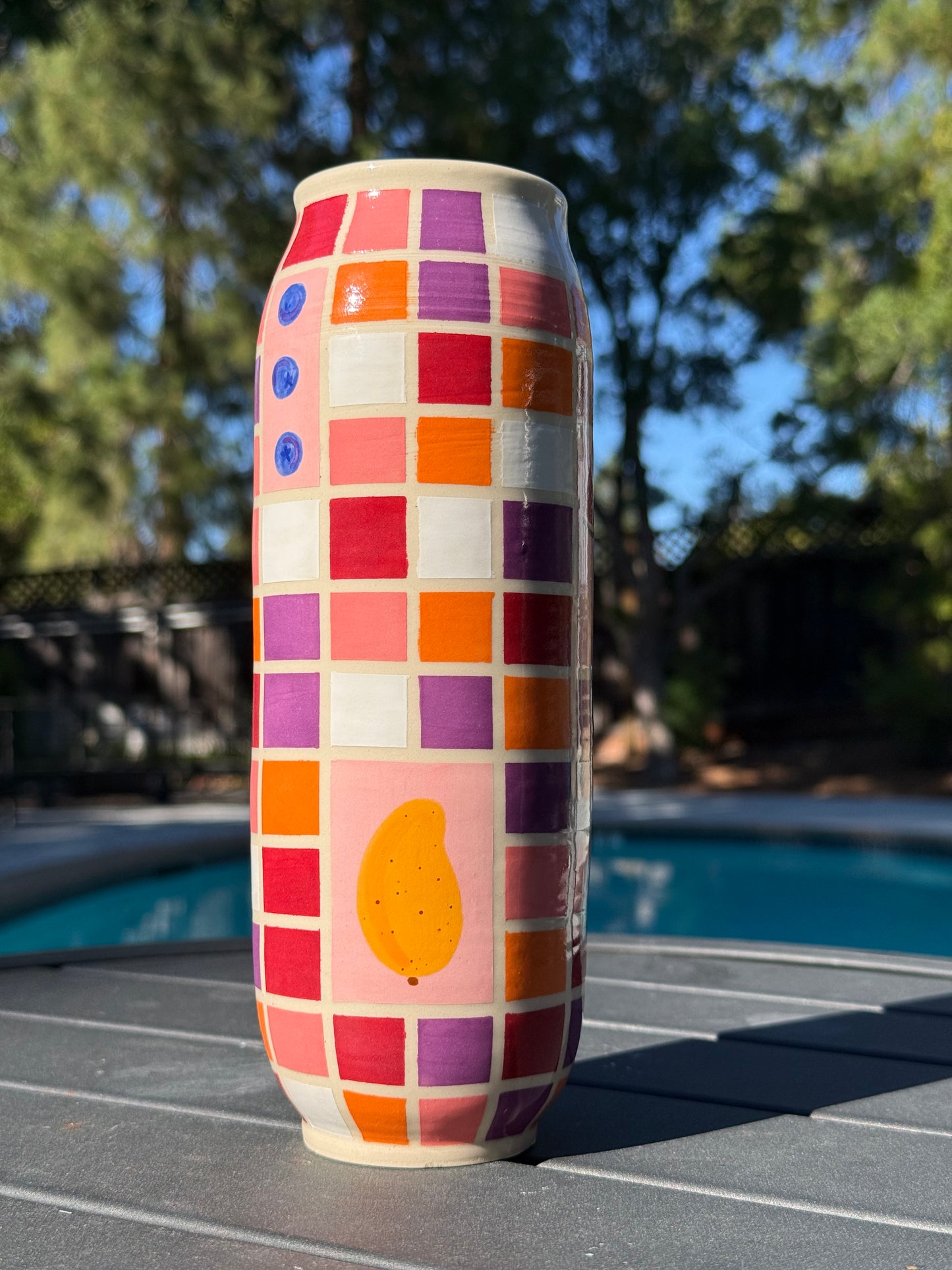 Tall Vase - Checkered Fruit (Second)