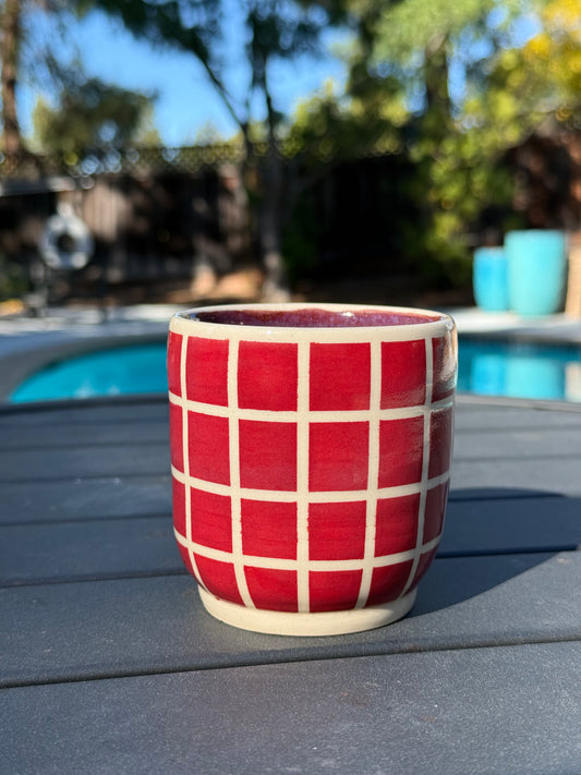 Cup - Mango, Red Checker