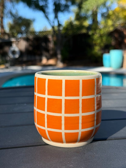 Cup - Green Fruit, Orange Checker