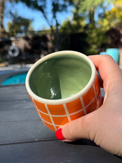 Cup - Green Fruit, Orange Checker