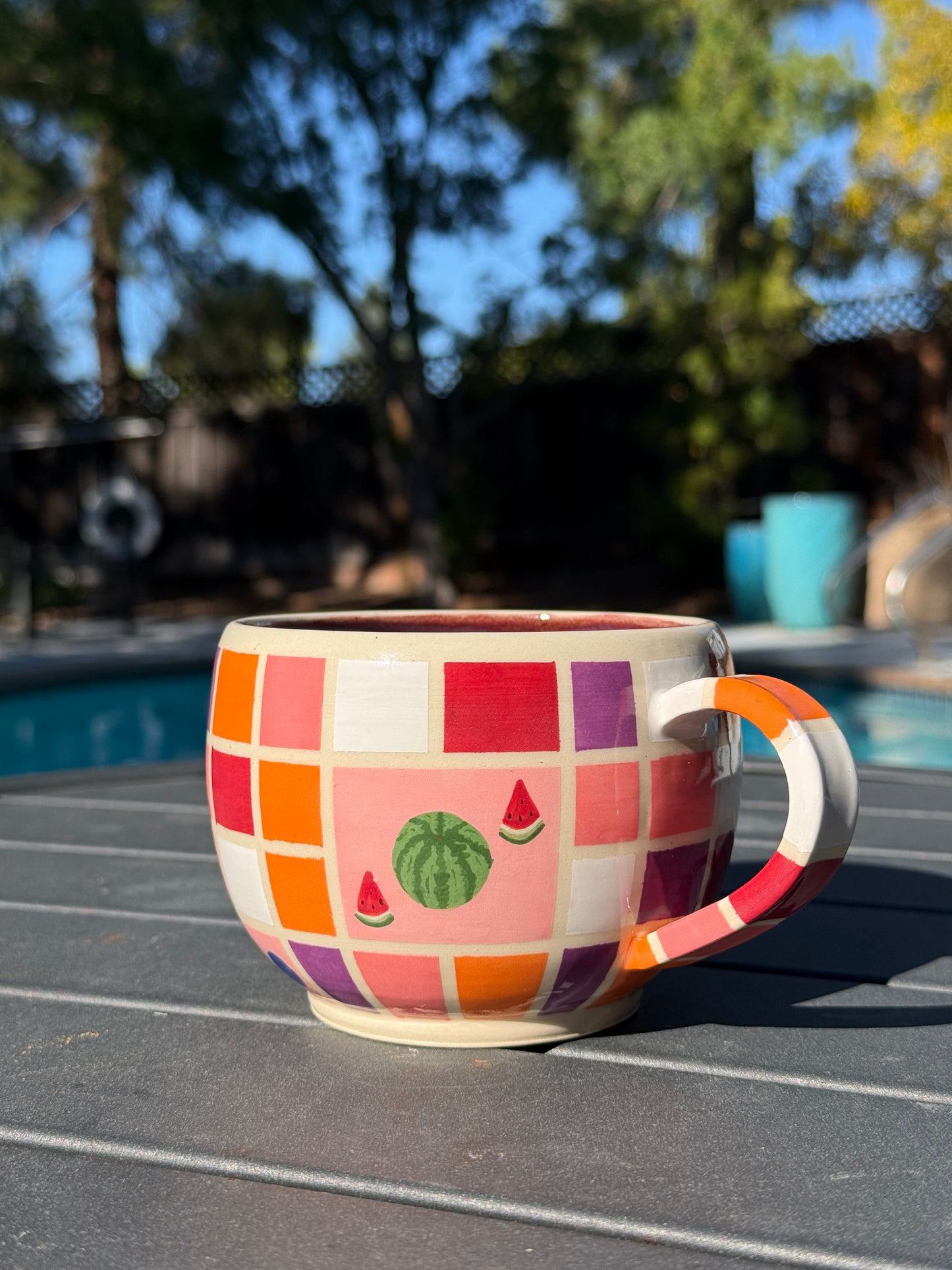 Checkered Fruit Bowl Mug, 2