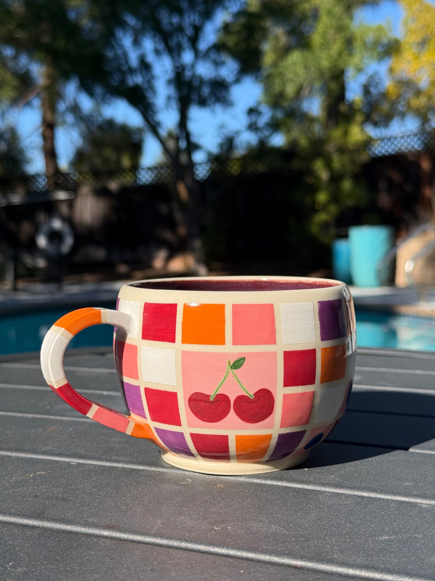 Checkered Fruit Bowl Mug, 2