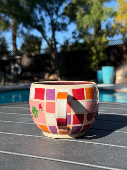 Checkered Fruit Bowl Mug, 2