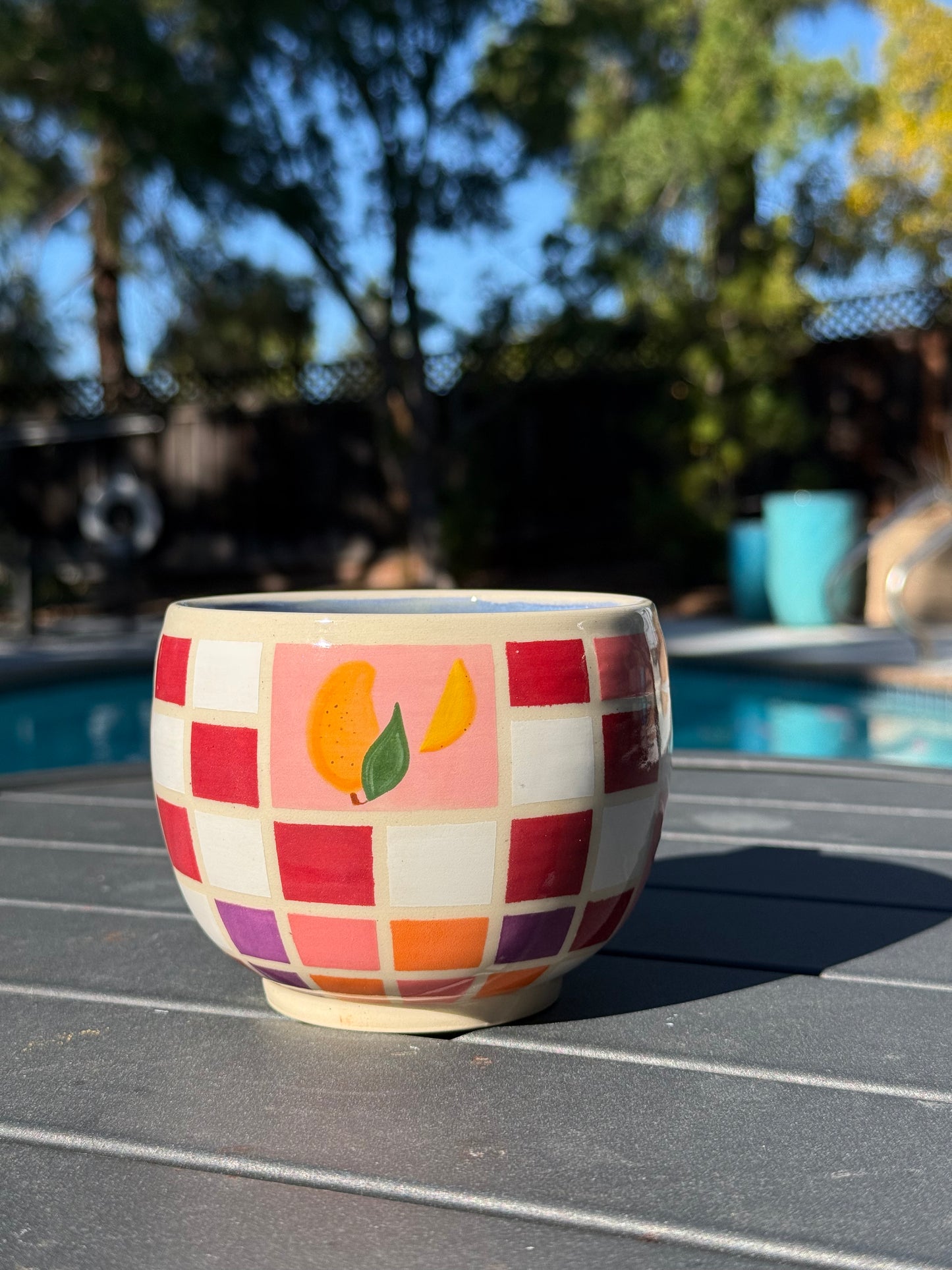 Checkered Fruit Bowl Mug, 1