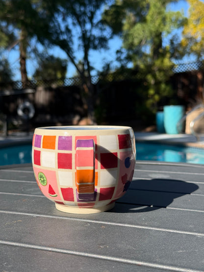 Checkered Fruit Bowl Mug, 1
