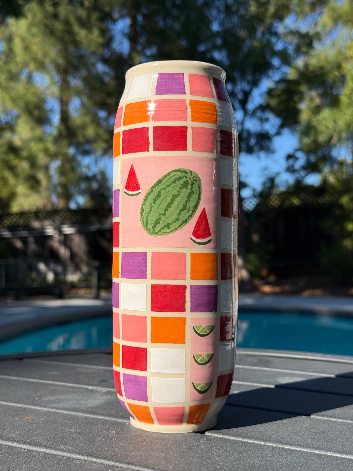 Tall Vase - Checkered Fruit (Second)