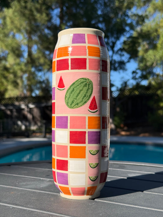 Tall Vase - Checkered Fruit (Second)