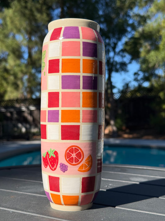 Tall Vase - Checkered Fruit